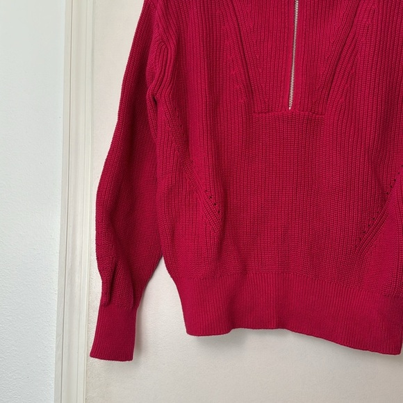 Loft Pink Ribbed Zip Up Collared Cozy Knit Sweater Size Small - Picture 4 of 8